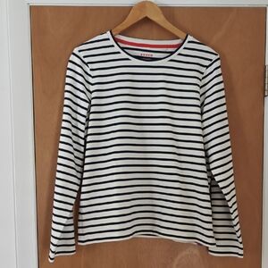 Boden Navy and White Striped Long Sleeve Top